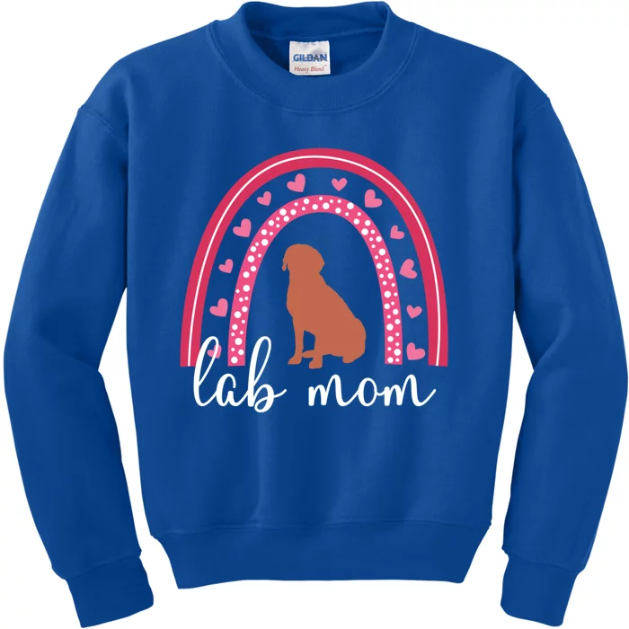 Chocolate Lab Mom Valentine's Day Labrador Rainbow Gift Kids Sweatshirt