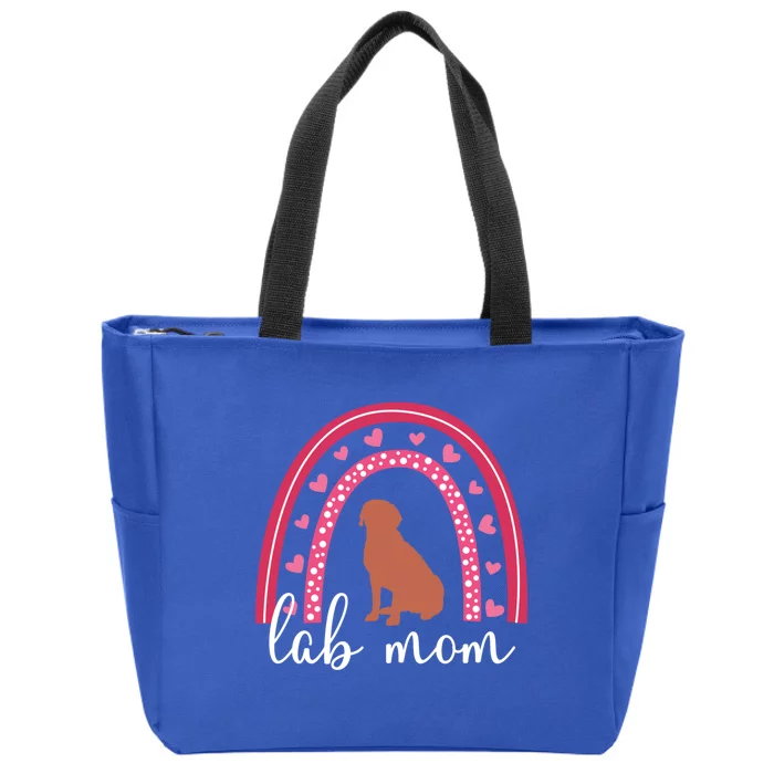 Chocolate Lab Mom Valentine's Day Labrador Rainbow Gift Zip Tote Bag