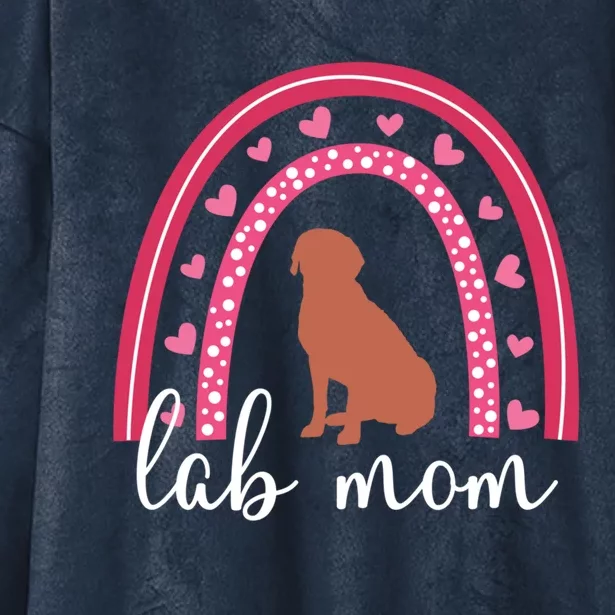 Chocolate Lab Mom Valentine's Day Labrador Rainbow Gift Hooded Wearable Blanket