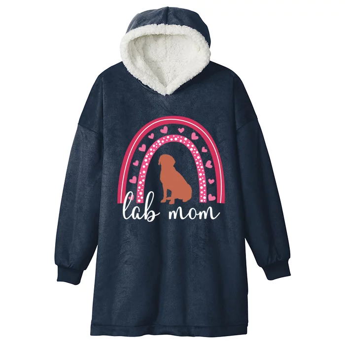 Chocolate Lab Mom Valentine's Day Labrador Rainbow Gift Hooded Wearable Blanket