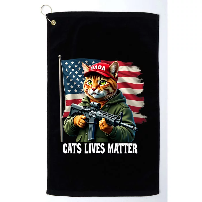 Cats Lives Matter Funny Trump 2024 Cat Maga Voting Trump Platinum Collection Golf Towel