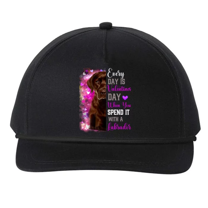 Chocolate Labrador Mom Funny Valentines Day Dog Lovers Brown Funny Gift Snapback Five-Panel Rope Hat