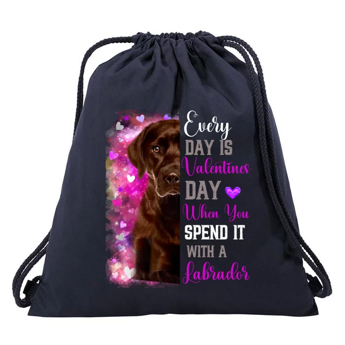 Chocolate Labrador Mom Funny Valentines Day Dog Lovers Brown Funny Gift Drawstring Bag