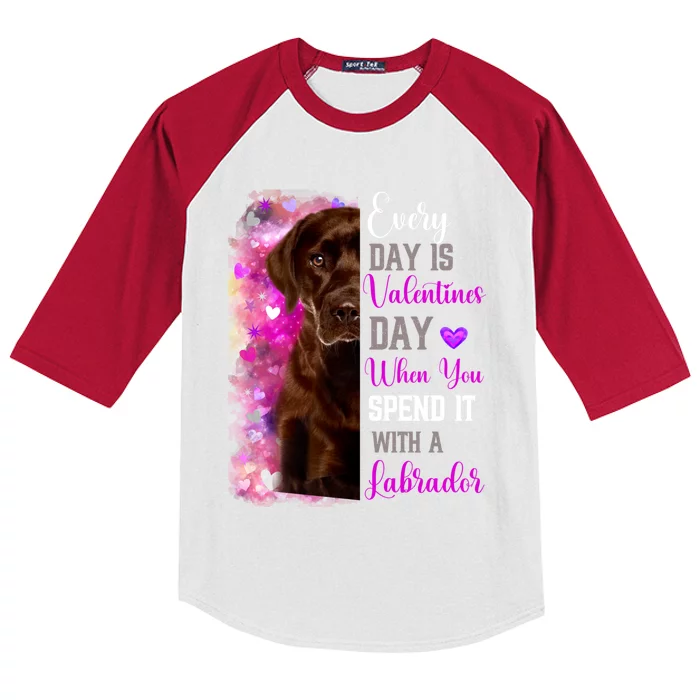 Chocolate Labrador Mom Funny Valentines Day Dog Lovers Brown Funny Gift Kids Colorblock Raglan Jersey