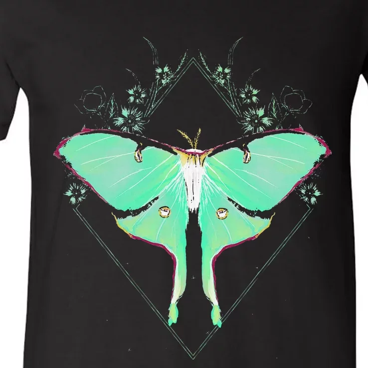 Cute Luna Moth Beautiful Butterfly Insect Lover Themed V-Neck T-Shirt