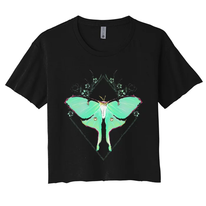 Cute Luna Moth Beautiful Butterfly Insect Lover Themed Women's Crop Top Tee