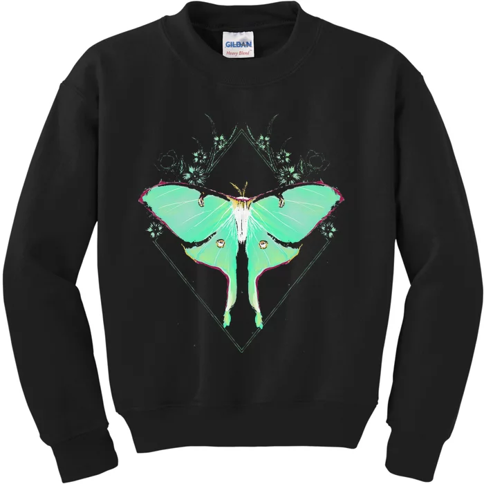 Cute Luna Moth Beautiful Butterfly Insect Lover Themed Kids Sweatshirt