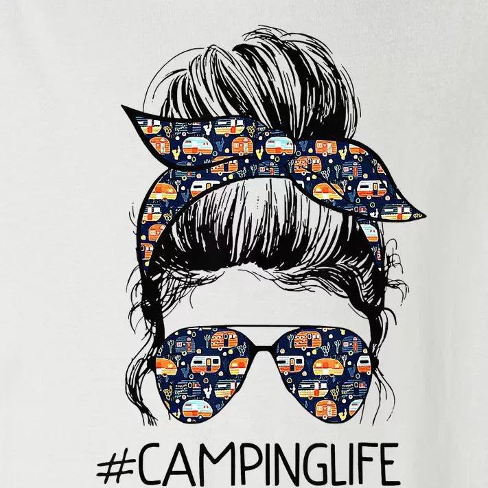 Camping Life Messy Bun Hair Mother's Day Camping Lovers Toddler Long Sleeve Shirt