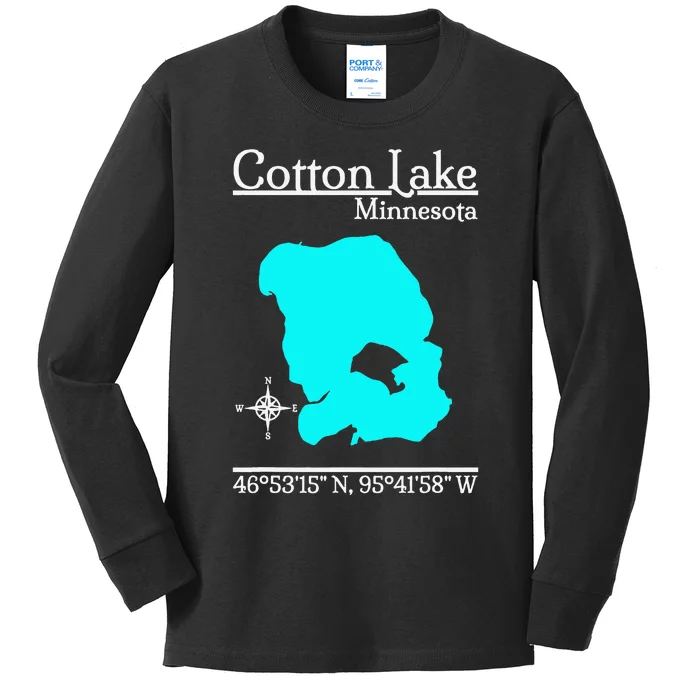 Cotton Lake Minnesota Kids Long Sleeve Shirt