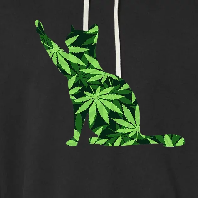 Cat Lover Marijuana Weed Smoker Funny Leaf Cannabis Garment-Dyed Fleece Hoodie