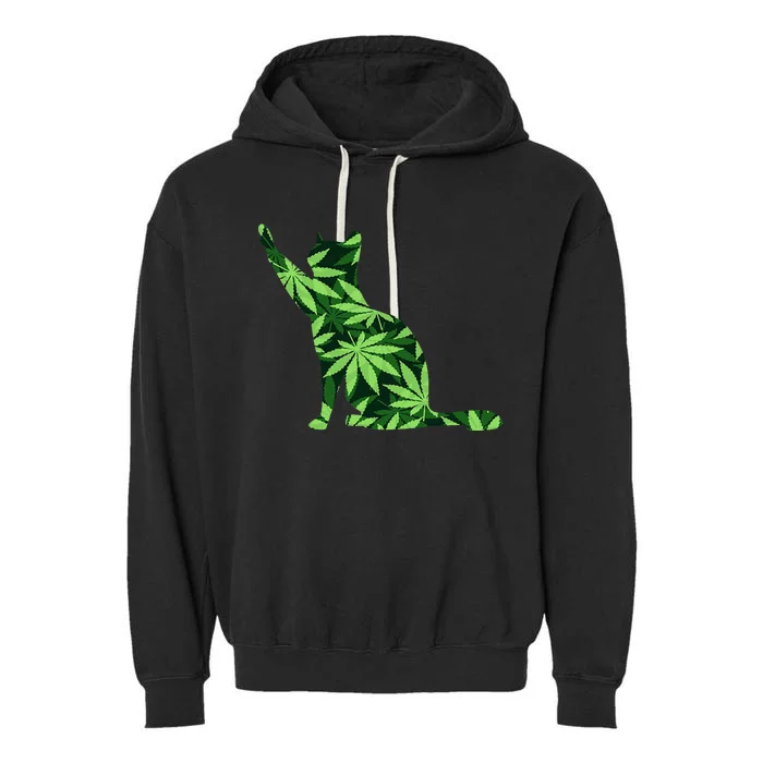 Cat Lover Marijuana Weed Smoker Funny Leaf Cannabis Garment-Dyed Fleece Hoodie