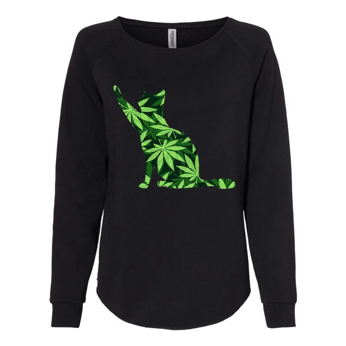 Cat Lover Marijuana Weed Smoker Funny Leaf Cannabis Womens California Wash Sweatshirt