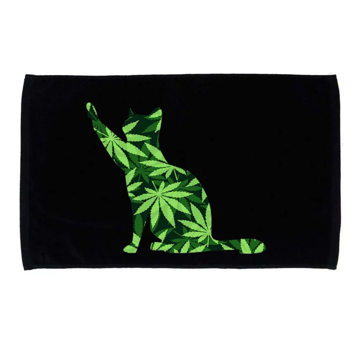 Cat Lover Marijuana Weed Smoker Funny Leaf Cannabis Microfiber Hand Towel