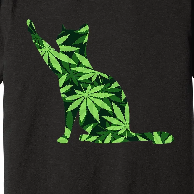 Cat Lover Marijuana Weed Smoker Funny Leaf Cannabis Premium T-Shirt