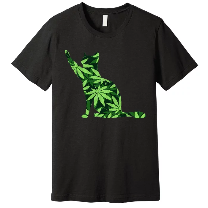 Cat Lover Marijuana Weed Smoker Funny Leaf Cannabis Premium T-Shirt