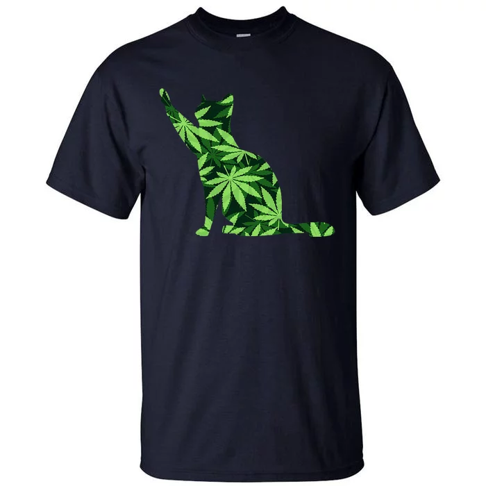 Cat Lover Marijuana Weed Smoker Funny Leaf Cannabis Tall T-Shirt