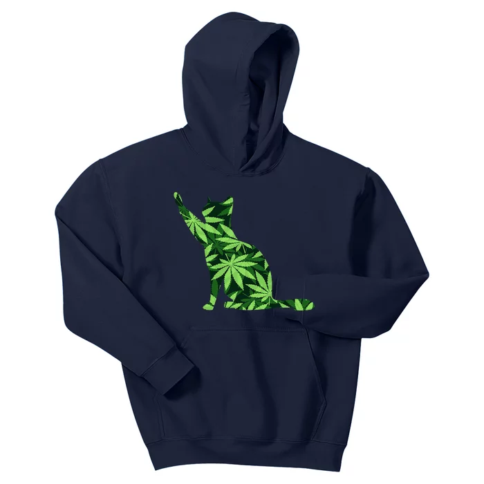 Cat Lover Marijuana Weed Smoker Funny Leaf Cannabis Kids Hoodie