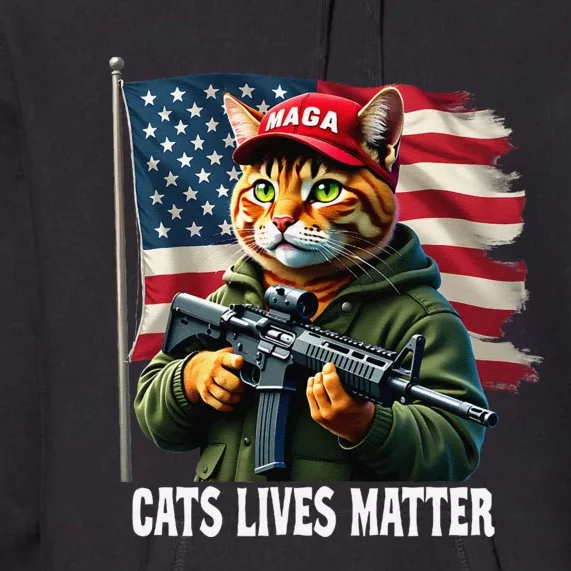 Cats Lives Matter Funny Trump 2024 Cat Maga Voting Trump Gift Premium Hoodie