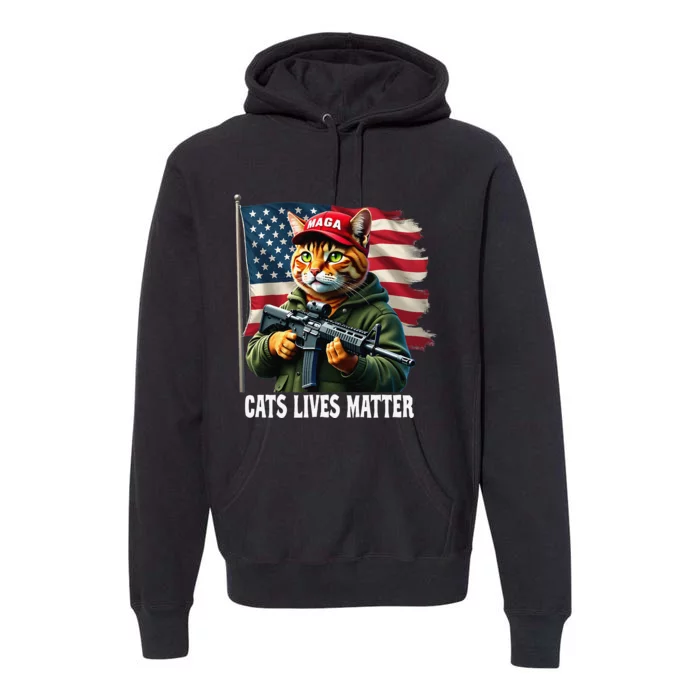 Cats Lives Matter Funny Trump 2024 Cat Maga Voting Trump Gift Premium Hoodie