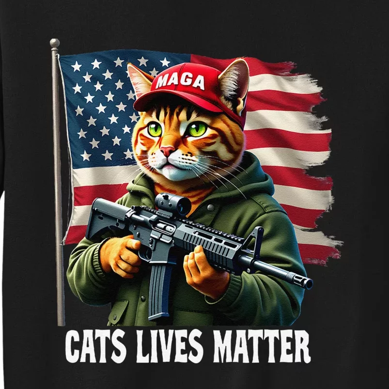 Cats Lives Matter Funny Trump 2024 Cat Maga Voting Trump Gift Tall Sweatshirt