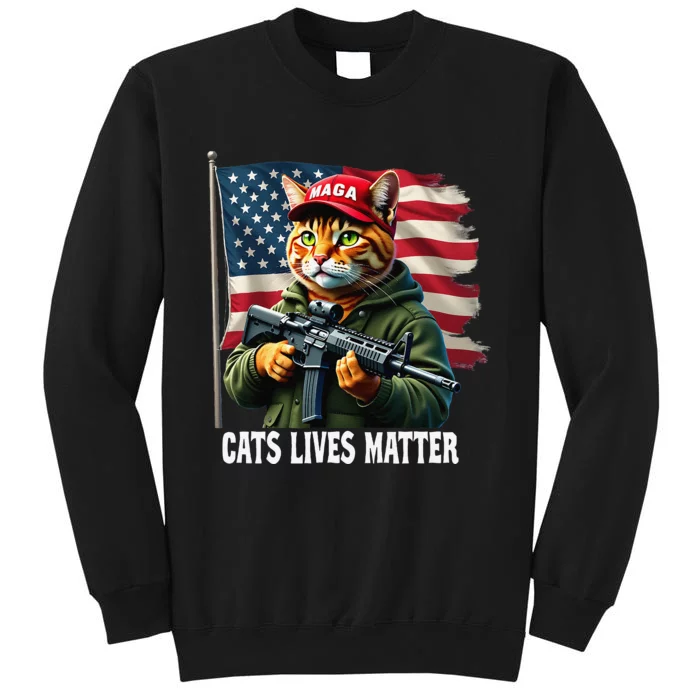 Cats Lives Matter Funny Trump 2024 Cat Maga Voting Trump Gift Tall Sweatshirt