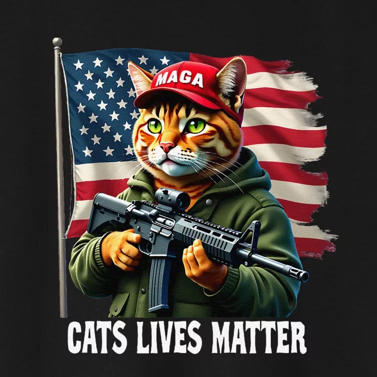 Cats Lives Matter Funny Trump 2024 Cat Maga Voting Trump Gift Women's Crop Top Tee