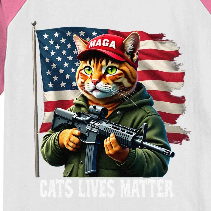 Cats Lives Matter Funny Trump 2024 Cat Maga Voting Trump Gift Kids Colorblock Raglan Jersey