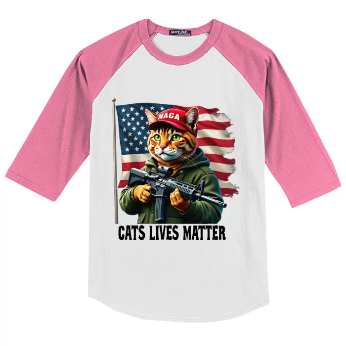 Cats Lives Matter Funny Trump 2024 Cat Maga Voting Trump Gift Kids Colorblock Raglan Jersey