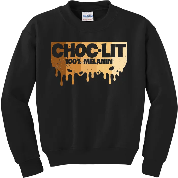 Choc Lit Melanin Queen African Afro Pride Black Historty Kids Sweatshirt