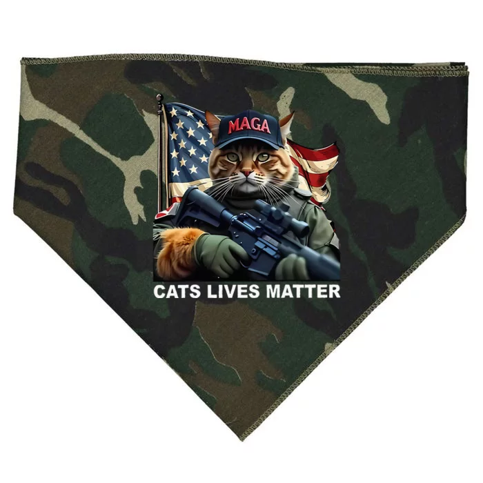 Cats Lives Matter Funny Trump 2024 Cat Maga USA-Made Doggie Bandana