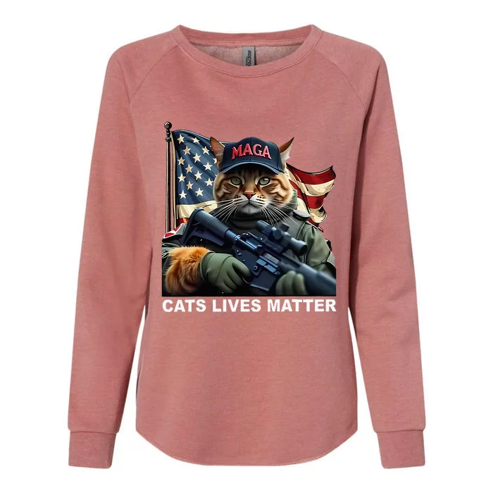 Cats Lives Matter Funny Trump 2024 Cat Maga Womens California Wash Sweatshirt