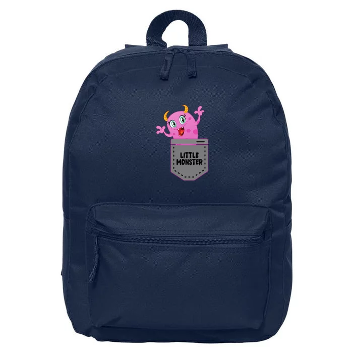 Cute Little Monster Pocket Logo 16 in Basic Backpack