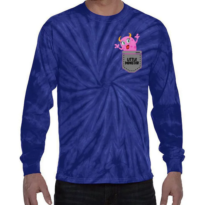 Cute Little Monster Pocket Logo Tie-Dye Long Sleeve Shirt