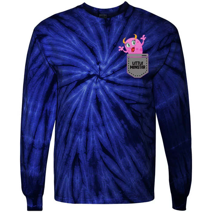 Cute Little Monster Pocket Logo Tie-Dye Long Sleeve Shirt