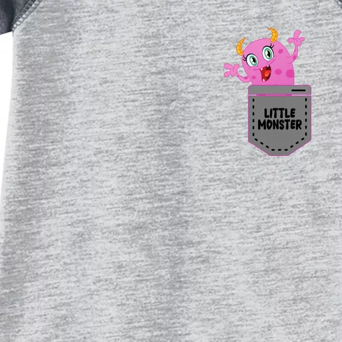 Cute Little Monster Pocket Logo Infant Baby Jersey Bodysuit