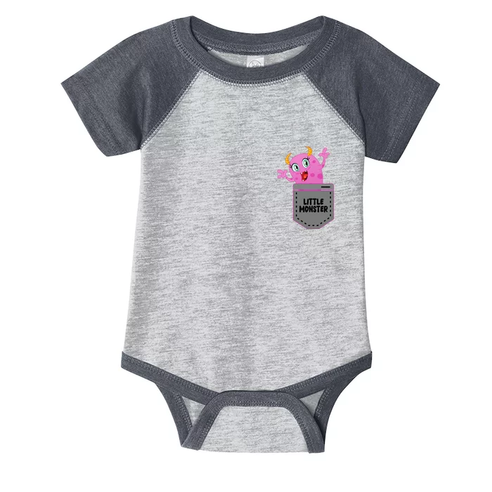 Cute Little Monster Pocket Logo Infant Baby Jersey Bodysuit