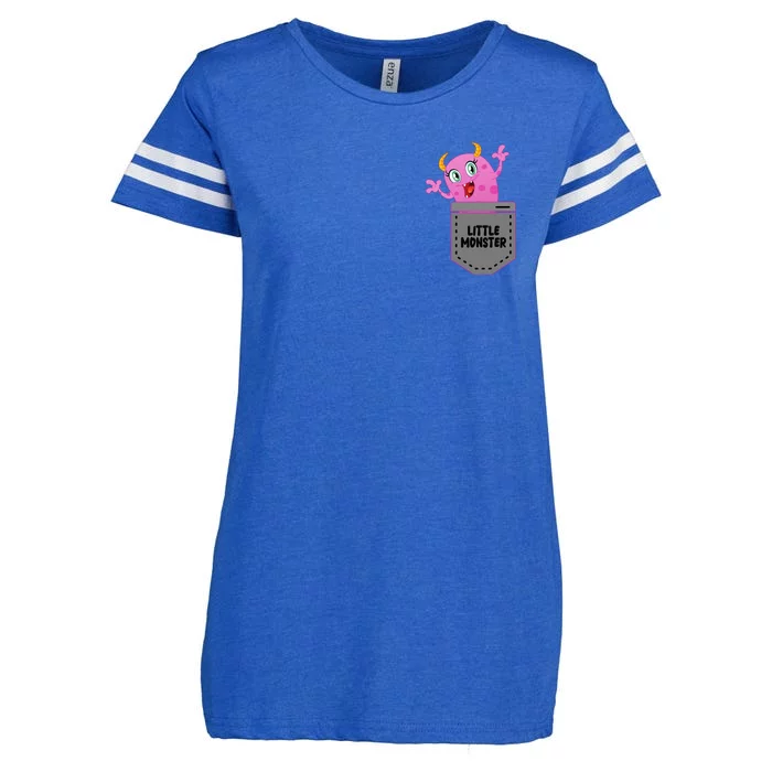 Cute Little Monster Pocket Logo Enza Ladies Jersey Football T-Shirt