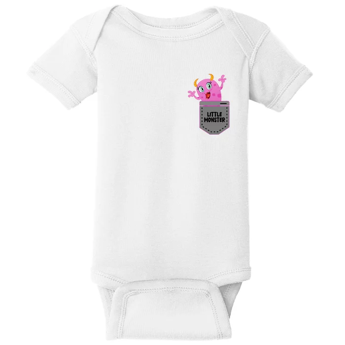 Cute Little Monster Pocket Logo Baby Bodysuit