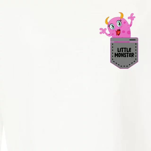 Cute Little Monster Pocket Logo Cropped Pullover Crew