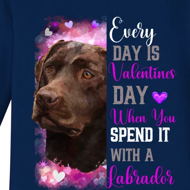 Chocolate Labrador Mom Funny Valentines Day Dog Lovers Brown Gift Baby Long Sleeve Bodysuit