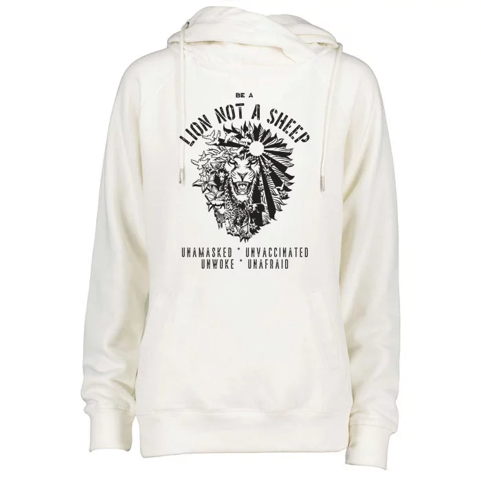 Conservative Lion Not A Sheep Womens Funnel Neck Pullover Hood