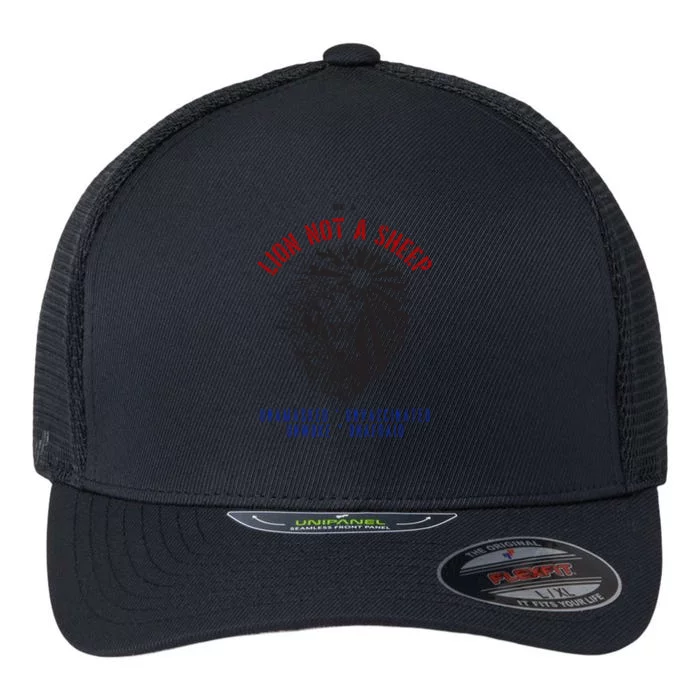 Conservative Lion Not A Sheep Flexfit Unipanel Trucker Cap