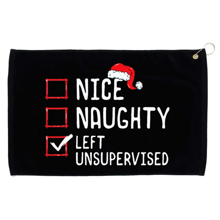 Christmas List Nice Naughty Left Unsupervised Grommeted Golf Towel