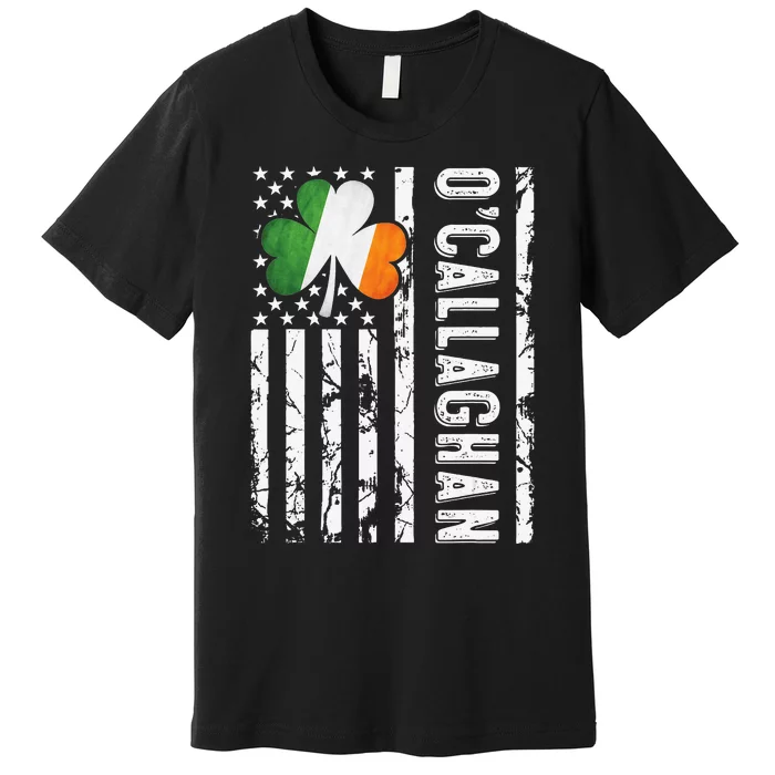 Callaghan Last Name Irish Pride Flag USA St Patrick's Day Premium T-Shirt