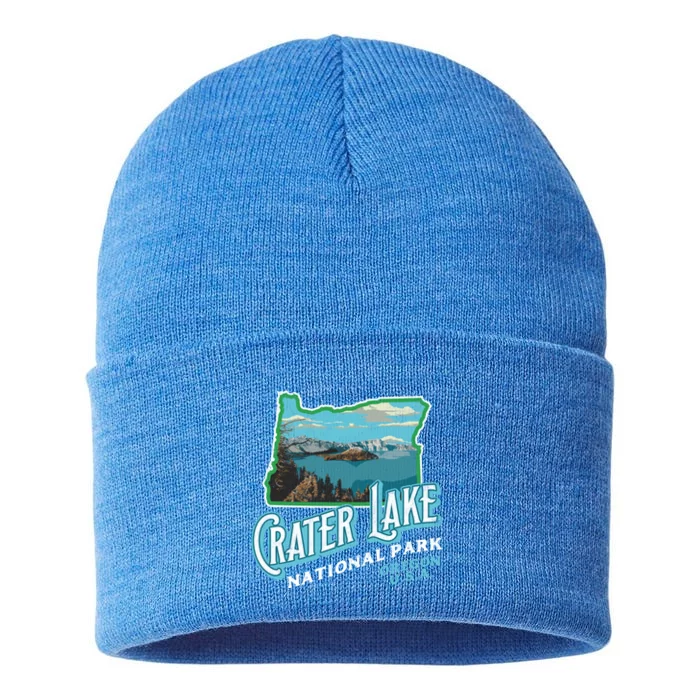 Crater Lake National Park Meaningful Gift Vintage Oregon Retro Funny Gift Sustainable Knit Beanie