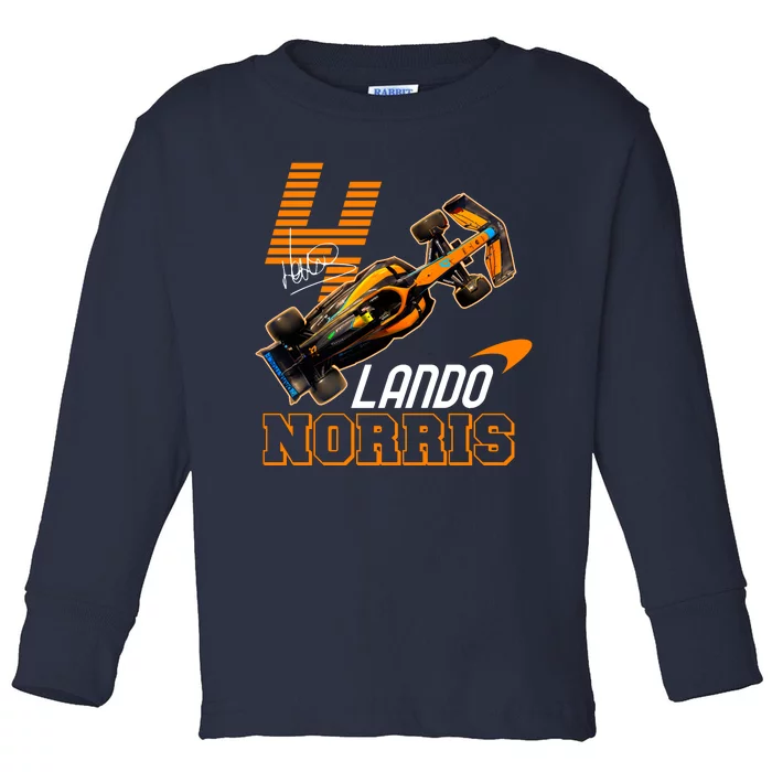 Cool Lando Norris F1 Racing Signature Toddler Long Sleeve Shirt