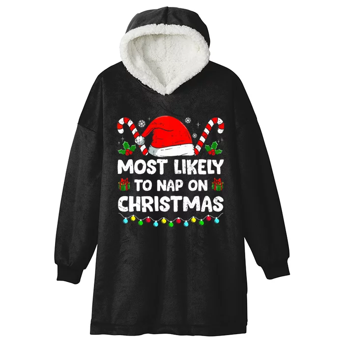 Christmas Likely Nap On Christmas Family Xmas Pajamas Pj Hooded Wearable Blanket