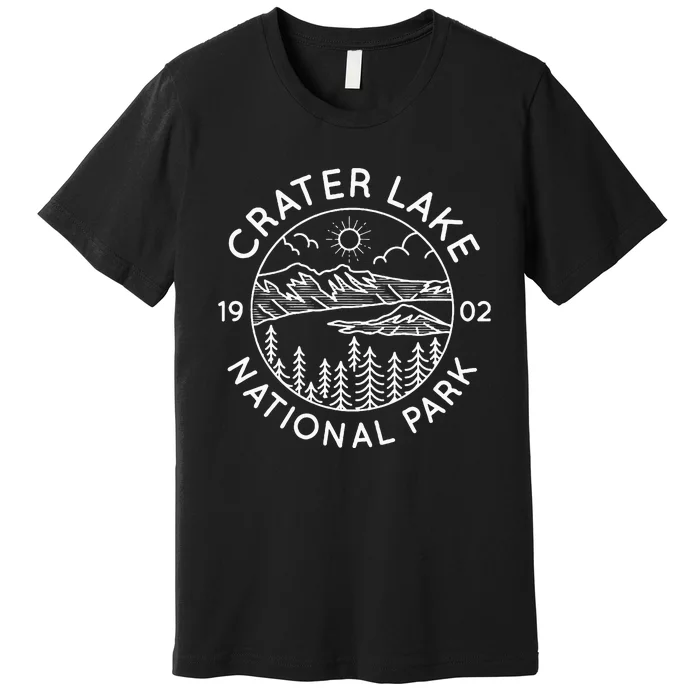 Crater Lake National Park Cool White Line Art Outdoor Premium T-Shirt