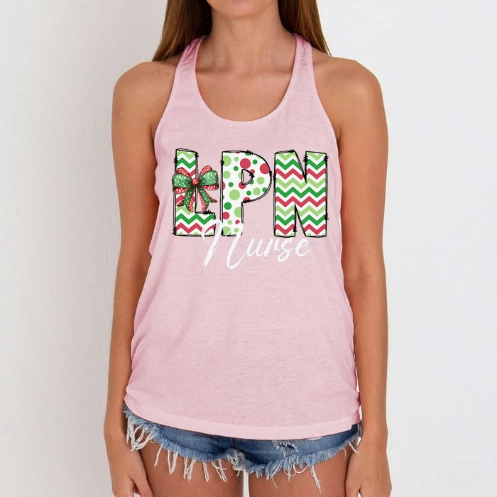 Christmas Lpn Nurse Holiday Lpn Christmas Cute Lpn Nurse Women's Knotted Racerback Tank