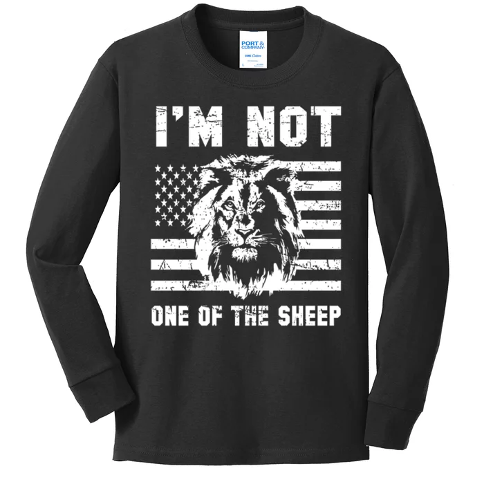 Conservative Lion Not A Sheep Gift Pro American Kids Long Sleeve Shirt